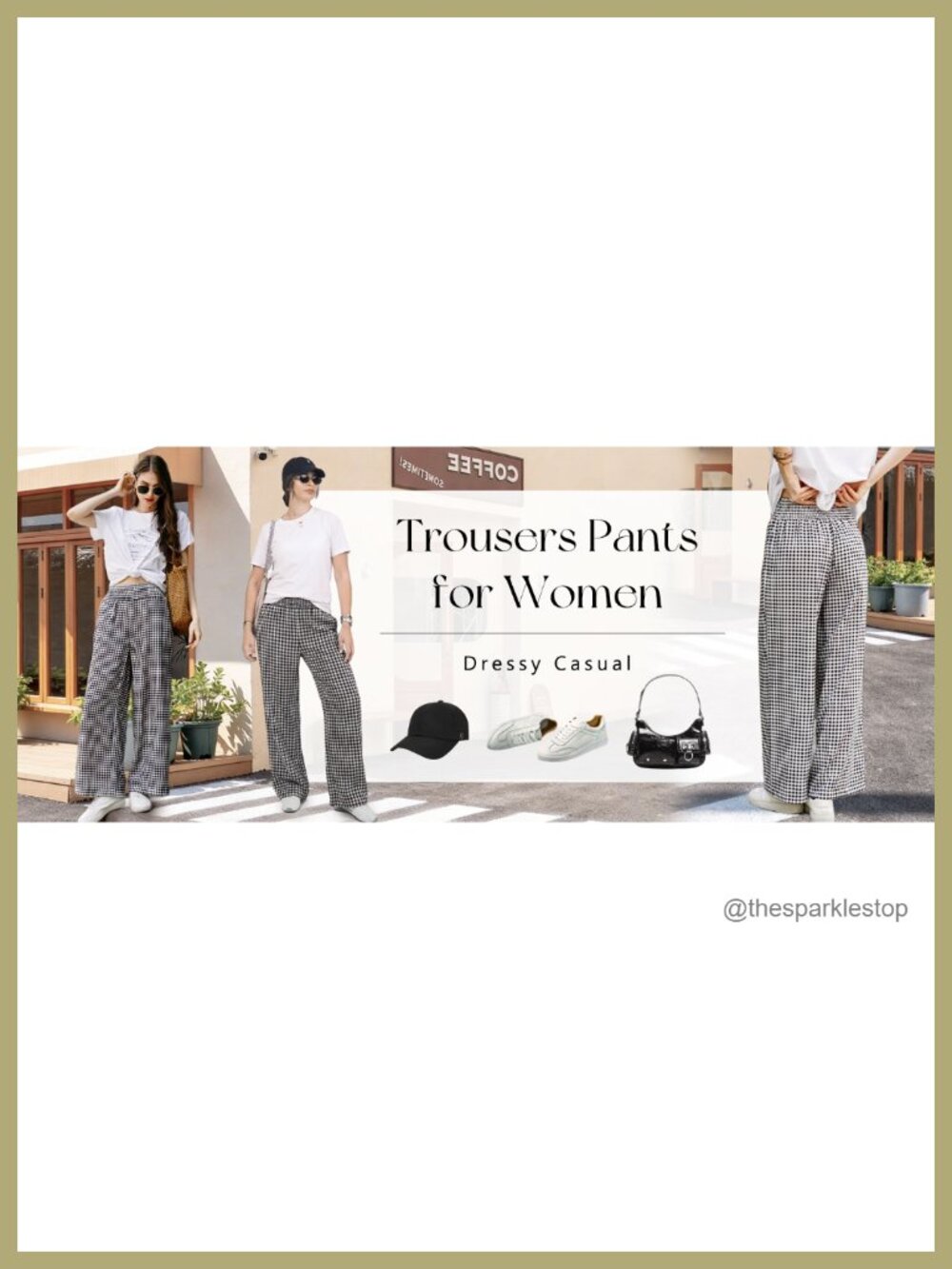 Wide Leg High Waist Pants with Pockets, 100% Polyester, Casual Trousers - Picture 5 of 6